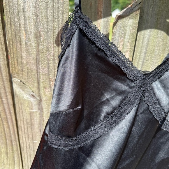 Colsie Target Black Satin Dainty Lace Trim Lingerie Adjustable Strap Sleep Tank - Picture 2 of 6